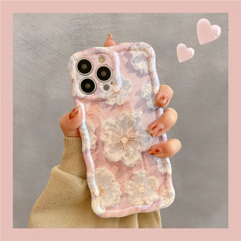 Luxury Laser Flowers Glitter iPhone Case For iPhone 17 Air 16 Pro Max 15 14 13 12 11 Plus Fashion Soft Silicone Shockproof Cover