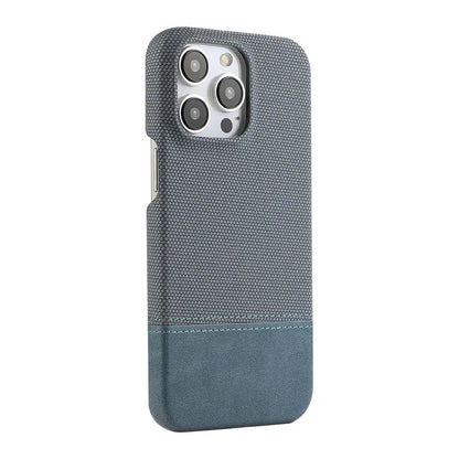 Luxury PU Leather Sew On Nylon Fabric Case For iPhone 16 15 14 13 12 Pro Max Plus Frameless Breathable Non-slip Shockproof Cover