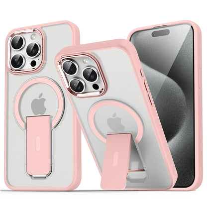 Luxury For Magsafe Folding Stand Magnetic Phone Case For iPhone 16 15 14 13 12 17 Pro Max Plus Matte Translucent Back Cover Caps