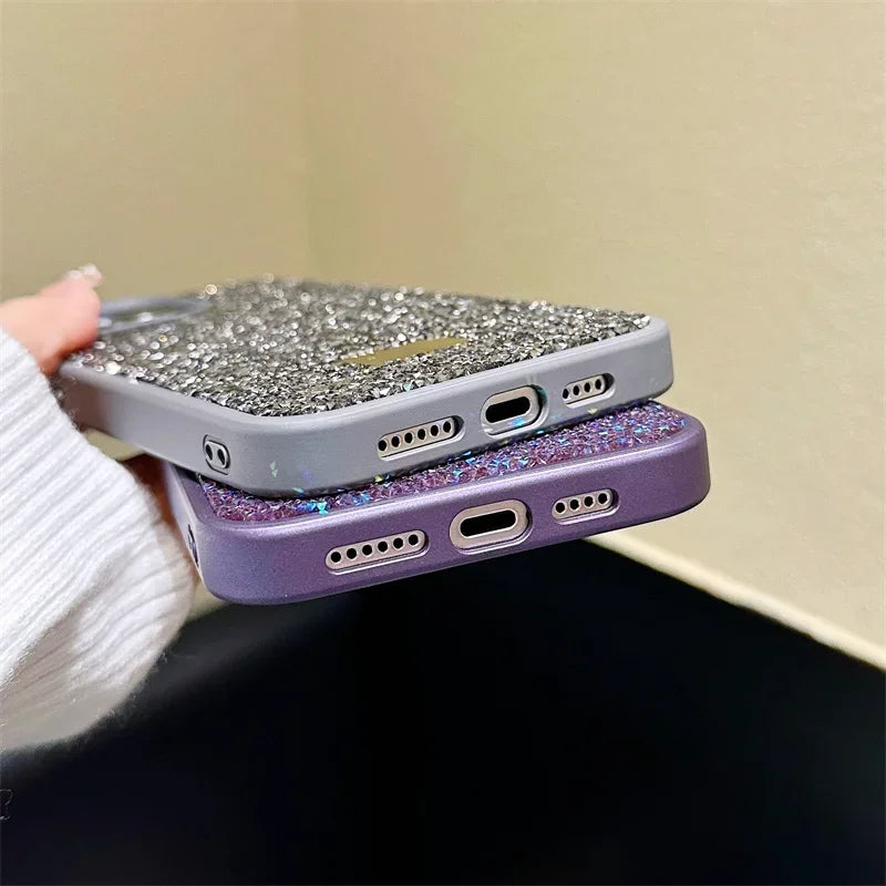Luxury Bling Glitter Phone Case For iPhone 16 Pro Max 15Pro 14plus 13 12 Vogue Protective Soft Diamond Cover Protective Shell