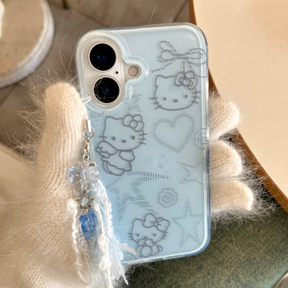 Cat phone case hello kitty With luxury imitation diamonds and glitter for iPhone 16 15 14 13Pro Max bumper Protective Shockproof