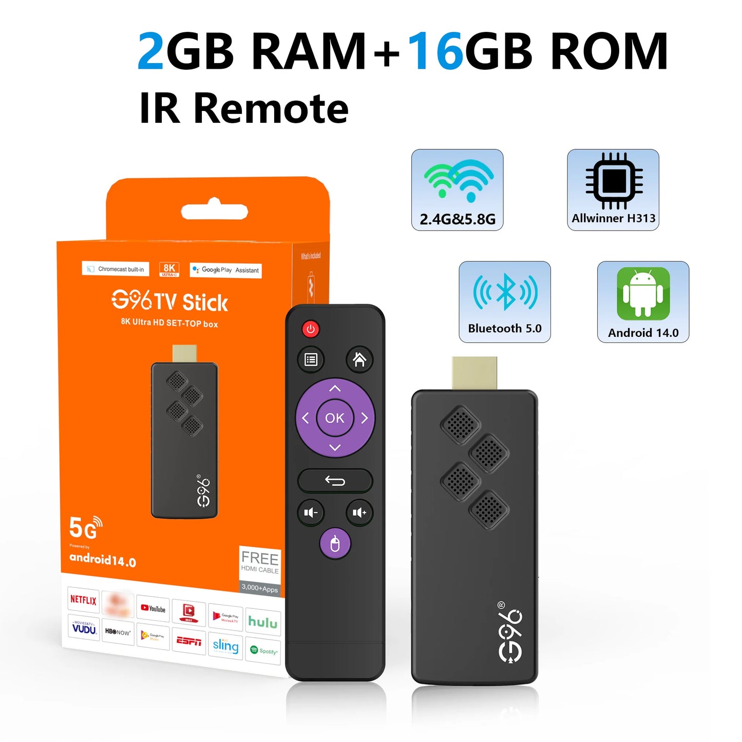 Mortal Android 14 Mini TV Stick Q2 16GB Quad Core Allwinner H313 New Wifi6 BT5.0 Global Streaming Smart TV Box VS Fire TV Stick