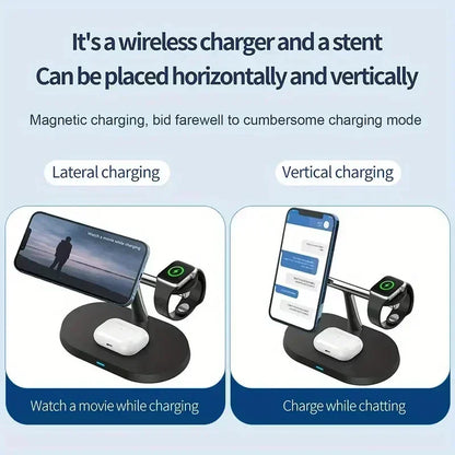 Desktop 3 IN 1 Magnetic Phone Wireless Charger For Magsafe iPhone 16 15 14 13 12 Samsung Apple/Galaxy Watch Fast Charging Dock
