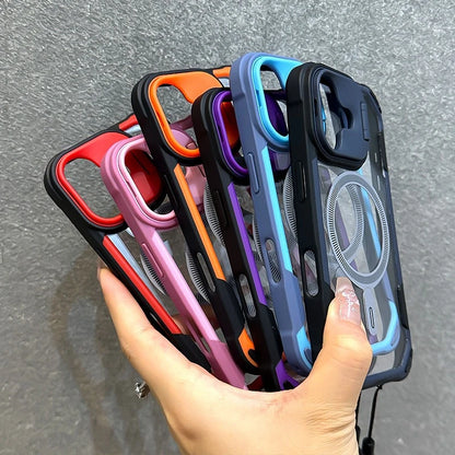 Luxury Magsafe Transparent With Lanyard Phone Case For iPhone 11 12 13 14 15 16 Pro Max Plus Magnetic Bumper Back Cover