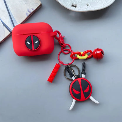 Cartoon Deadpool Earphone Case for Airpods 4 2024 Silicone Protective Cover for Airpods Pro2 Pro 3 2 1  with Key Chain