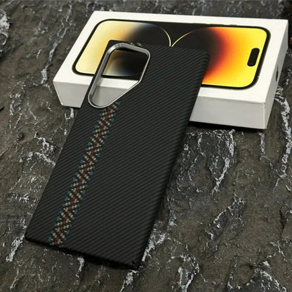 Luxury Carbon Fiber Wireless Charging Magsafe Case for Samsung Galaxy S25 S23 S24 Ultra Plus Alloy Lens Protection Hard Cover