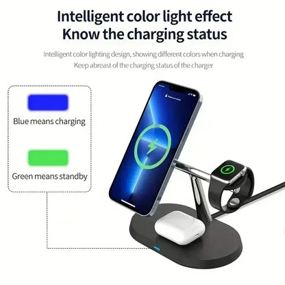 Desktop 3 IN 1 Magnetic Phone Wireless Charger For Magsafe iPhone 16 15 14 13 12 Samsung Apple/Galaxy Watch Fast Charging Dock