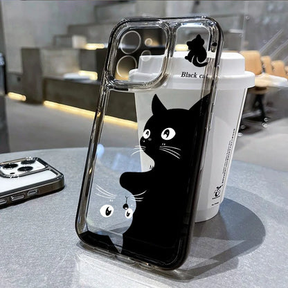 Cute Cartoon Cat Clear iPhone Case – Mobizzio
