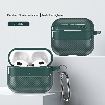 Waterproof Carbon Fiber Texture Silicone Earphone Case With Hook Loop For Apple Airpods Pro 2 Air Pods 3 Shockproof Funda Cover