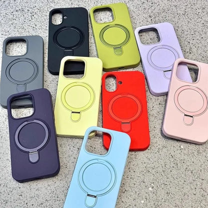 Luxury Liquid Silicone Stand Ring Holder Magsafe Case For iPhone 16 15 14 13 12 11 Pro Max Plus Magnetic Matte Soft Bumper Cover