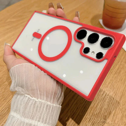 Luxury Magsafe Transparent Case For Samsung Galaxy S25 S24 S23 S22 Ultra Plus S24FE S23FE Wireless Charge Shockproof Cover