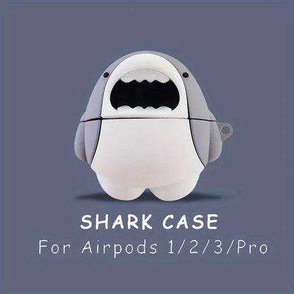 Cute Silicone Headset Cover For AirPods 4 1 or 2 3 Case Cartoon Shark Wireless Bluetooth Earphone Case Box For AirPods Pro 2