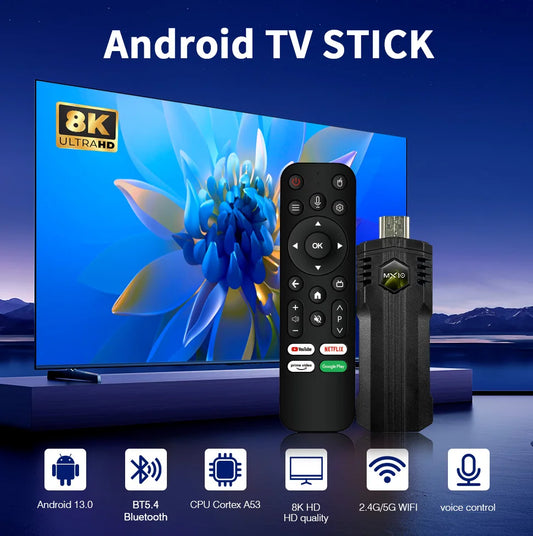 4K Streaming Smart TV Stick MX10 X1 4K Ultra 2GB 16GB WIFI Voice Remote Android 13 TV Sticks Set Top Box Fire Stick