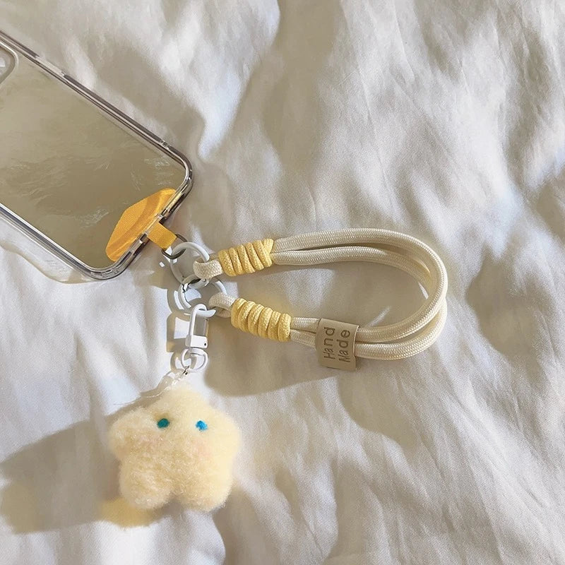 Cute Blue-Eyed Moon Doll Phone Lanyard - Ins Girly Style, Keychain & Wrist Strap