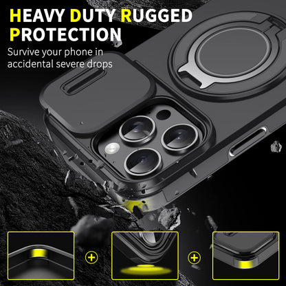 Heavy-duty Rugged Magnetic Stand Case For iPhone 17 Air 16 E 15 14 13 12 11 Pro Max Plus Slide Camera Protect For Magsafe Cover