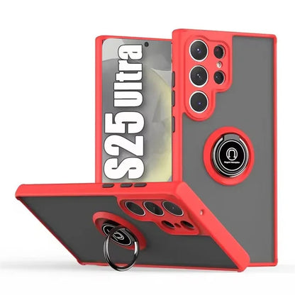 Magnetic Matte Case For Samsung Galaxy S25 S24 S23 S22 S21 S20 Ultra FE 5G S10 S9 Plus Lite Shock Proof Ring Holder Cover Funda