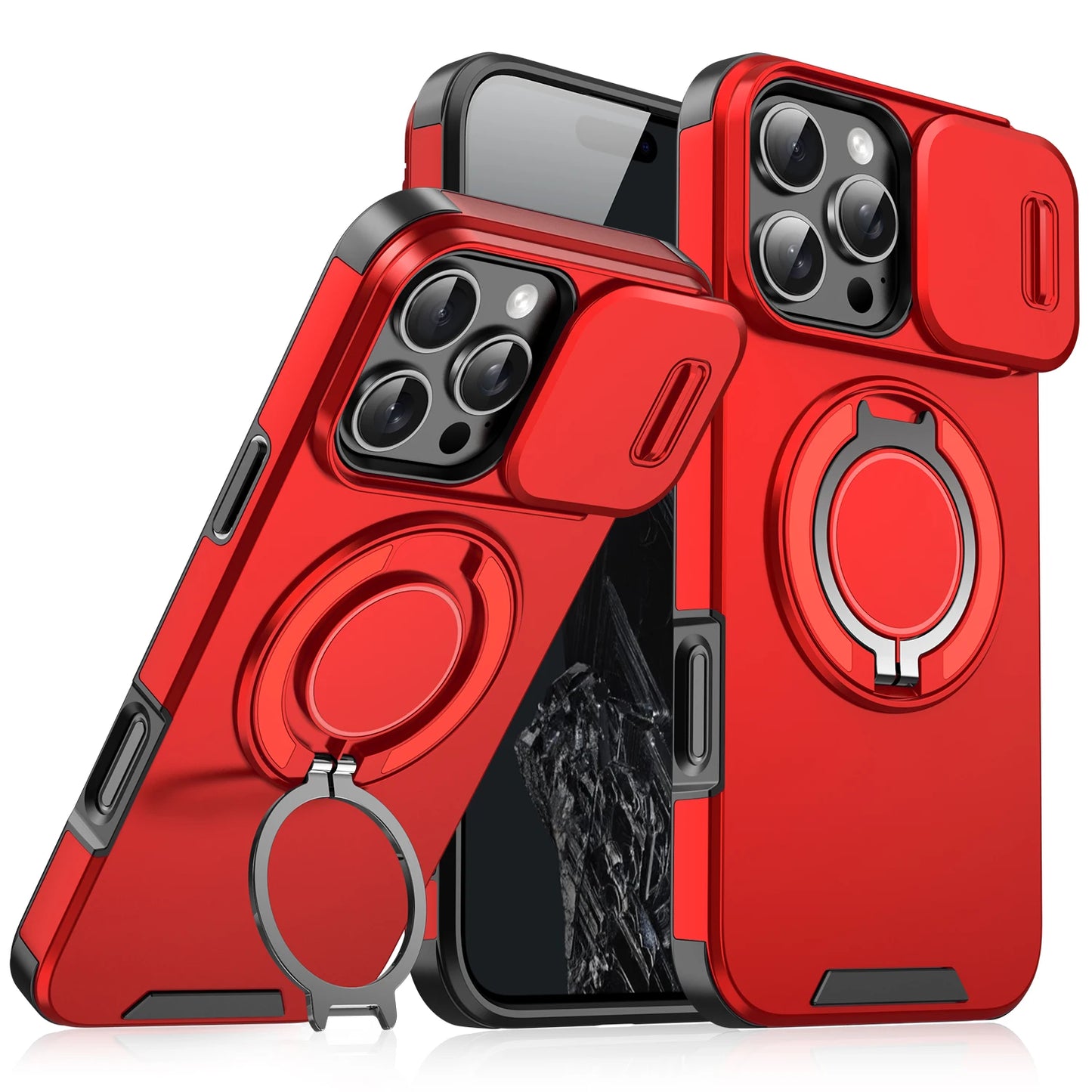 Heavy-duty Rugged Magnetic Stand Case For iPhone 17 Air 16 E 15 14 13 12 11 Pro Max Plus Slide Camera Protect For Magsafe Cover