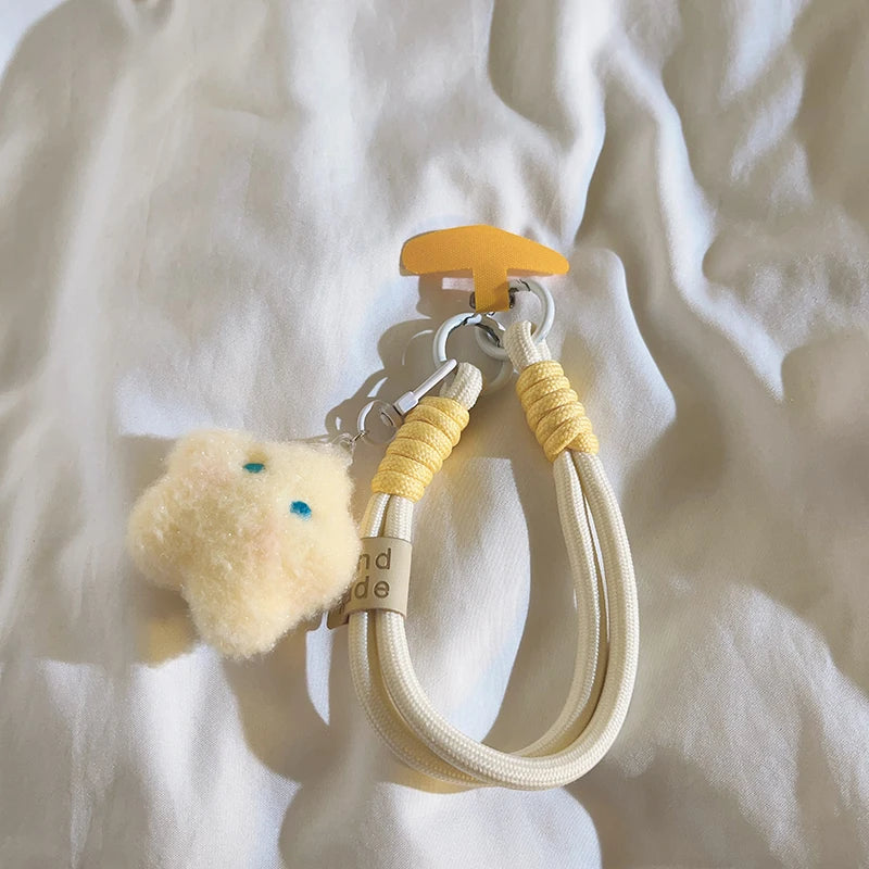Cute Blue-Eyed Moon Doll Phone Lanyard - Ins Girly Style, Keychain & Wrist Strap