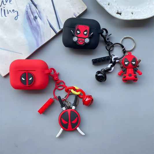 Cartoon Deadpool Earphone Case for Airpods 4 2024 Silicone Protective Cover for Airpods Pro2 Pro 3 2 1  with Key Chain