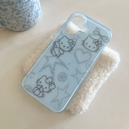 Cat phone case hello kitty With luxury imitation diamonds and glitter for iPhone 16 15 14 13Pro Max bumper Protective Shockproof