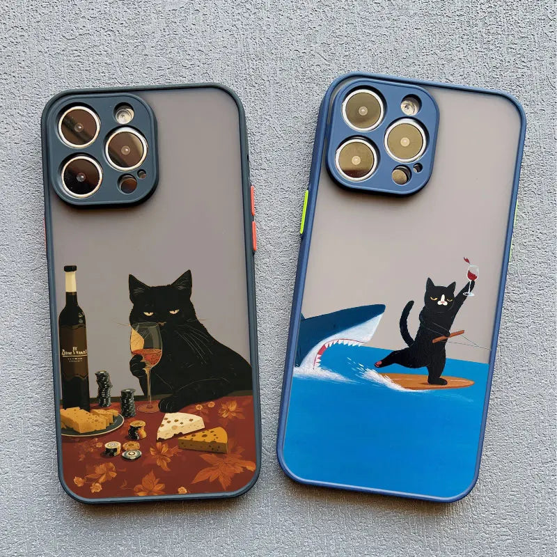 Funny Cat Daily Life Phone Case For iPhone 11 Case iPhone 12 14 Pro Max Mini 16 13 15 Pro Max 7 8 Plus XR XS X Shockproof Covers