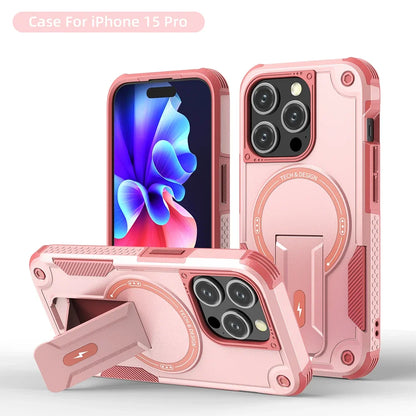 For Magsafe Stand Invisible Phone Case for IPhone 17 16 15 14 11 13 12 Pro Max Plus Wireless Charging Hard Anti-fall Cover