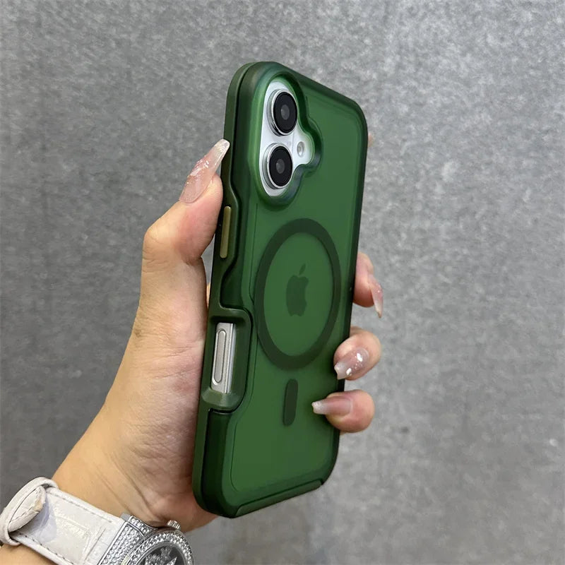 Magnetic Neon Color Matte Translucent Armor Shockproof Case for IPhone 16 13 12 14 15 Pro Max for Magsafe Wireless Charge Cover