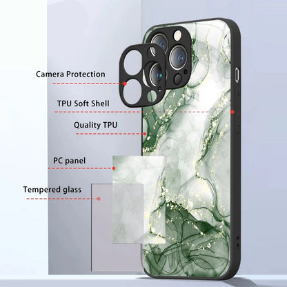 Fashion Colorful Marble Phone Case for IPhone 11 12 13 14 15 16 Pro Max Mini X XR XS 7 8Plus SE2 Shockproof Tempered Glass Cases