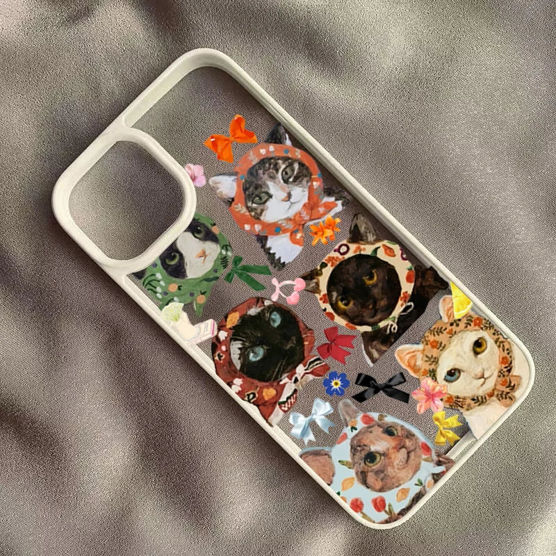 Colorful Cat Design Clear Phone Case For iPhone 13 14 15 16 17 Pro Max 11 12 MINI Plus 16E 17 Air 16 Plus Anti-fall Hard Cover