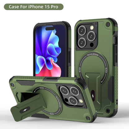 For Magsafe Stand Invisible Phone Case for IPhone 17 16 15 14 11 13 12 Pro Max Plus Wireless Charging Hard Anti-fall Cover