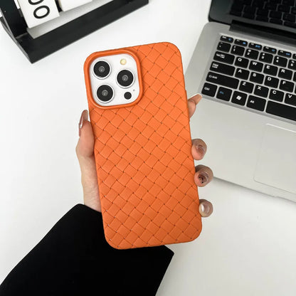 Braided Textured Phone Case for IPhone 17 16E 15 14 12 13 Pro Max Liquid Silicone Knitted Pattern Breathable Cooling Back Cover