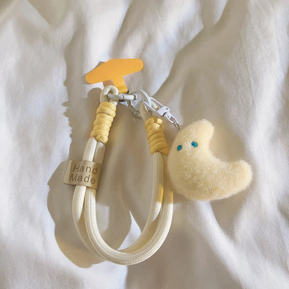 Cute Blue-Eyed Moon Doll Phone Lanyard - Ins Girly Style, Keychain & Wrist Strap