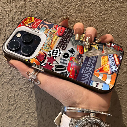 Lightning McQueen 95 Cars Plating Case for iPhone 13 14 16 15 12 11 Pro Max XS X XR 8 7 Plus SE 2020 Shockproof Matte Hard Cover