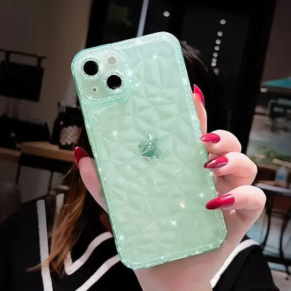 Crystal Glitter Diamond Pattern Soft Phone Case For iPhone 16 15 Pro Max 13 12 11 14 Plus Transparent Shockproof Back Cover