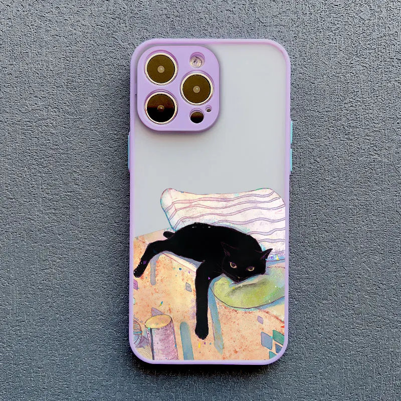Funny Cat Daily Life Phone Case For iPhone 11 Case iPhone 12 14 Pro Max Mini 16 13 15 Pro Max 7 8 Plus XR XS X Shockproof Covers
