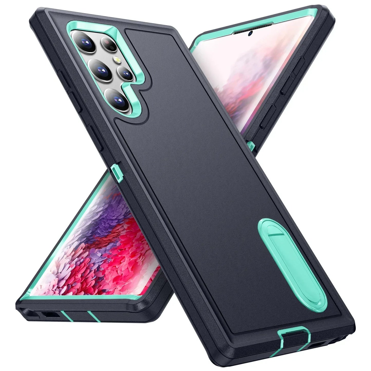Case For Samsung Galaxy S25 Ultra S25 Edge S24 A56 A36 A17 Full 3 in 1 Shockproof Heavy Duty Anti-Scratch Rugged Kickstand Cover