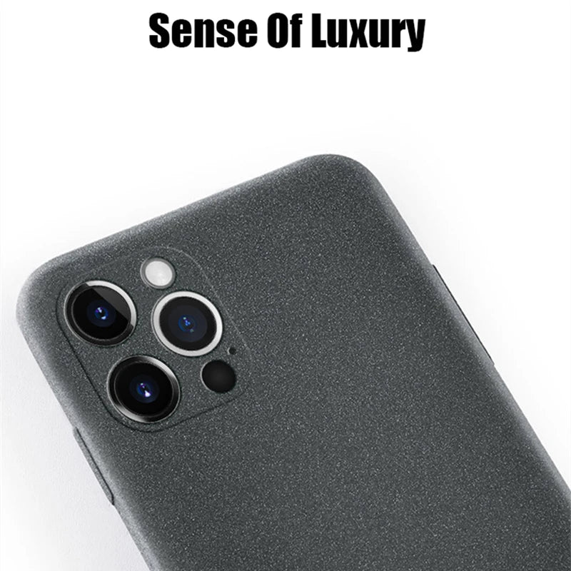 Ultra-Thin Sandstone Matte Case For iPhone 15 14 13 Pro 12 11 Pro Max Mini 16 Plus Slim Soft TPU Shockproof Scrub Back Cover