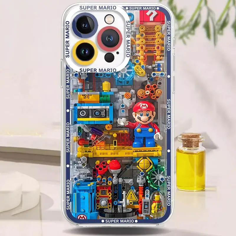 Super Mario Bros Game Case For Iphone 15 Pro Max 16 11 14 13 12 Cover Silicone Funda Transparent