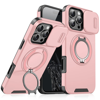Heavy-duty Rugged Magnetic Stand Case For iPhone 17 Air 16 E 15 14 13 12 11 Pro Max Plus Slide Camera Protect For Magsafe Cover