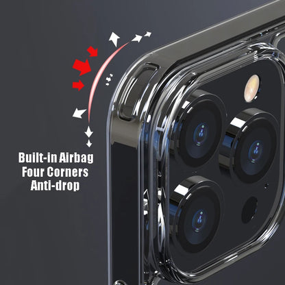 Original Transparent Tempered Glass Phone Cases For iPhone 16 14 11 12 13 15 Pro Max Plus Clear Hard Case Armor Shockproof Cover