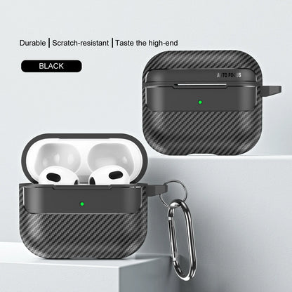 Waterproof Carbon Fiber Texture Silicone Earphone Case With Hook Loop For Apple Airpods Pro 2 Air Pods 3 Shockproof Funda Cover
