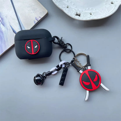 Cartoon Deadpool Earphone Case for Airpods 4 2024 Silicone Protective Cover for Airpods Pro2 Pro 3 2 1  with Key Chain
