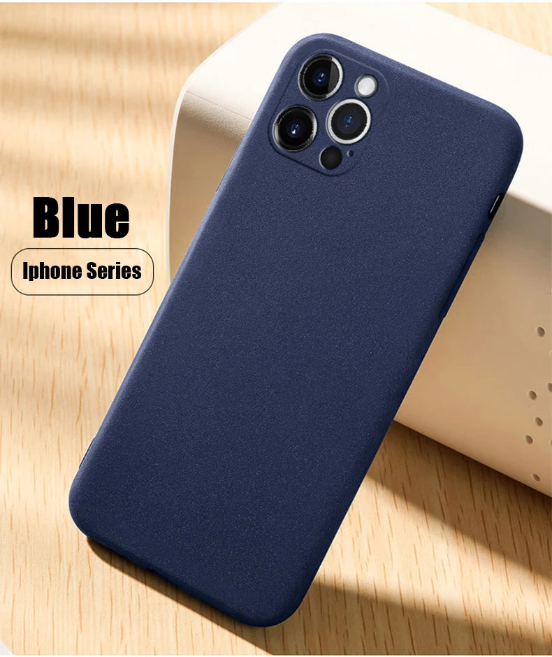 Ultra-Thin Sandstone Matte Case For iPhone 15 14 13 Pro 12 11 Pro Max Mini 16 Plus Slim Soft TPU Shockproof Scrub Back Cover