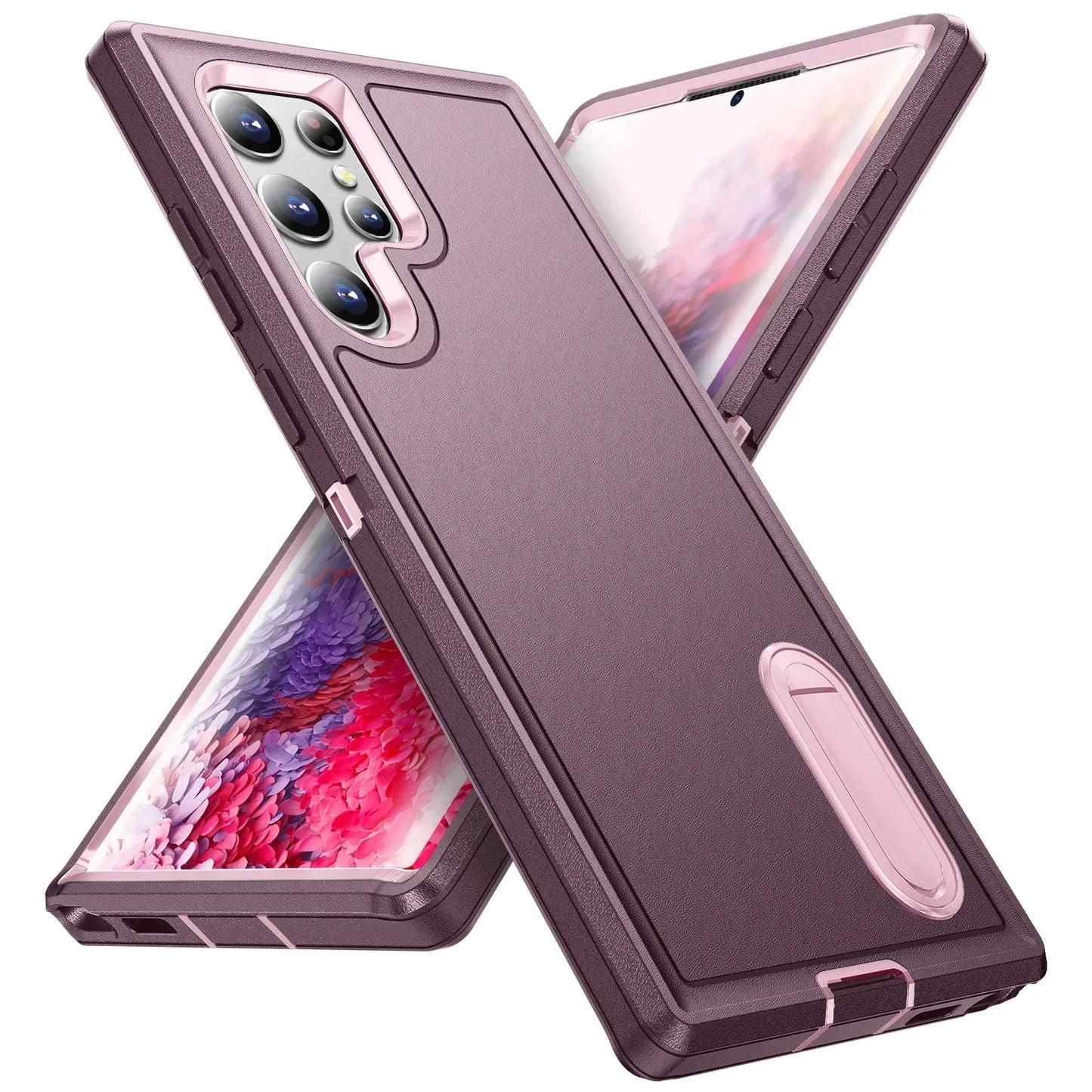 Case For Samsung Galaxy S25 Ultra S25 Edge S24 A56 A36 A17 Full 3 in 1 Shockproof Heavy Duty Anti-Scratch Rugged Kickstand Cover