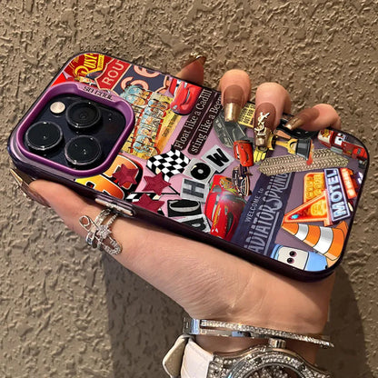 Lightning McQueen 95 Cars Plating Case for iPhone 13 14 16 15 12 11 Pro Max XS X XR 8 7 Plus SE 2020 Shockproof Matte Hard Cover