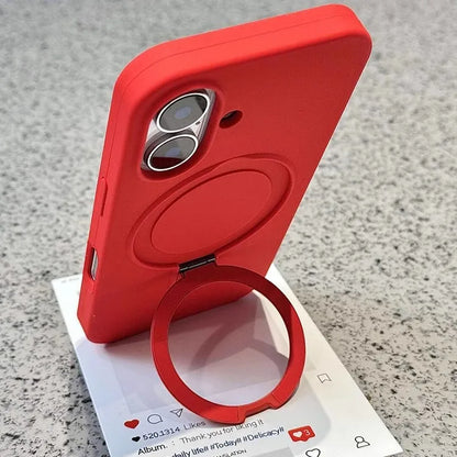 Luxury Liquid Silicone Stand Ring Holder Magsafe Case For iPhone 16 15 14 13 12 11 Pro Max Plus Magnetic Matte Soft Bumper Cover