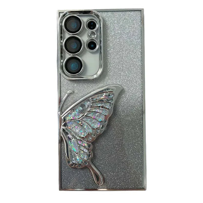 3D Glitter Butterfly Case for Samsung Galaxy S25 S24 S23 Plus Ultra FE A56 A36 A16 A06 A55 35 25 15 05S Clear Electroplate Cover