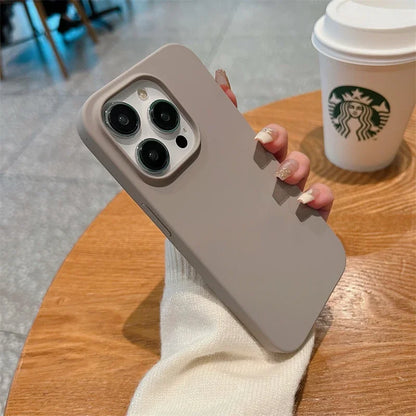 Genuine liquid silicone rugged phone case for iPhone 16 15 14 13 12 11 Pro Max Plus Titanium gray shockproof soft back cover