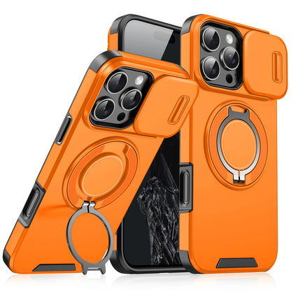 Heavy-duty Rugged Magnetic Stand Case For iPhone 17 Air 16 E 15 14 13 12 11 Pro Max Plus Slide Camera Protect For Magsafe Cover