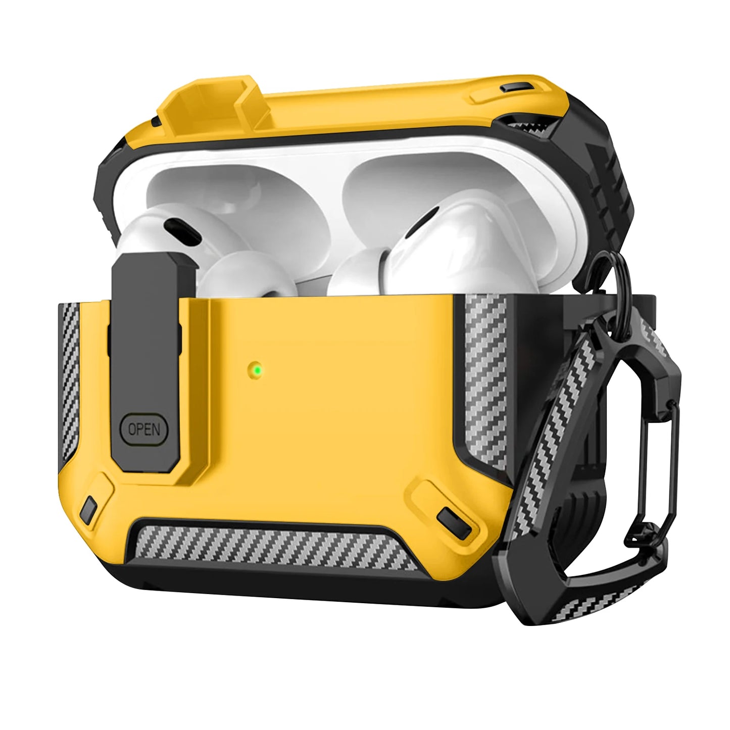 Portable Shockproof Case For Apple Airpods Pro/Pro 2 Carbon fibre Headset Cases With Carabiner Security Lock Cover Funda